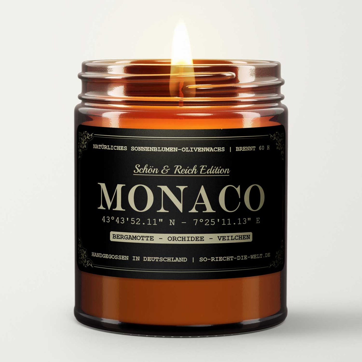 Monaco Duftkerze - Schön & Reich Edition - Bergamotte | Orchidee | Veilchen