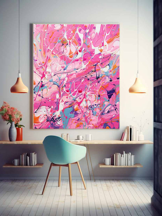 Pink Dripping Color Painting Canvas Art Print-1