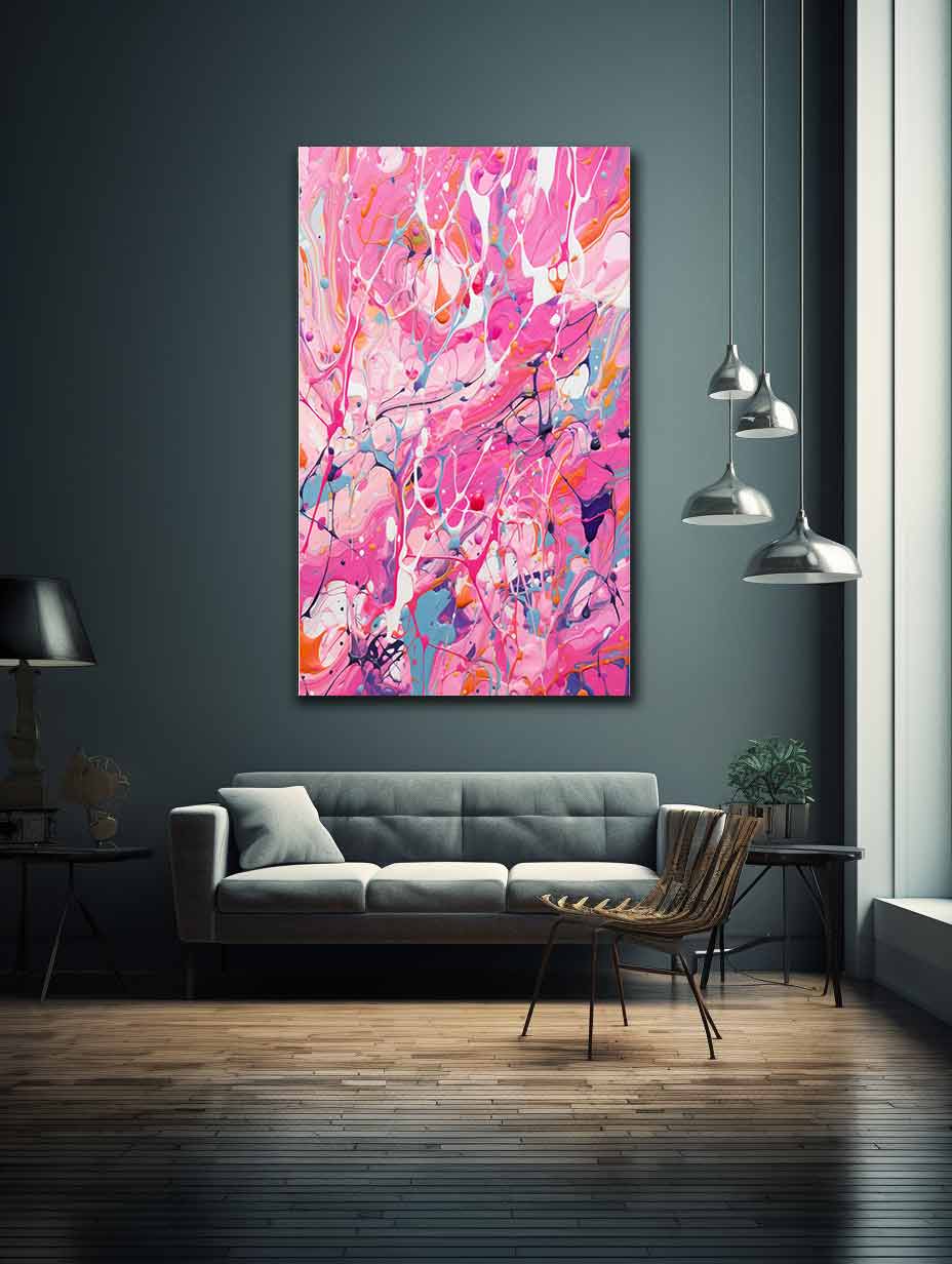 Pink Dripping Color Painting Canvas Art Print-2
