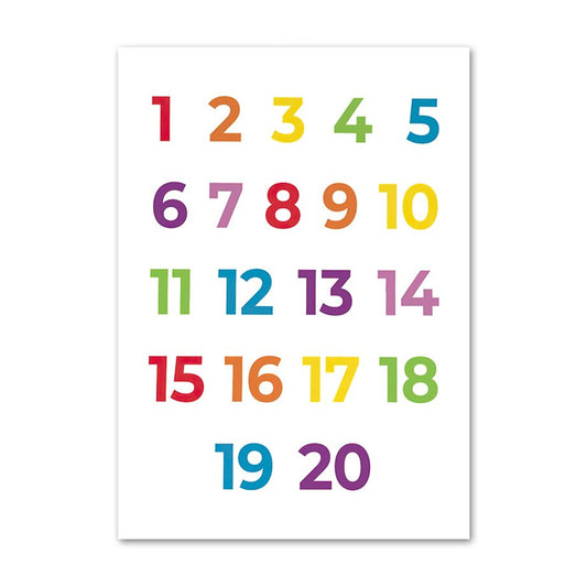 Poster Kinder lernen Farben Formen Zahlen Tage und Alphabet als Deko Print ohne Rahmen-1