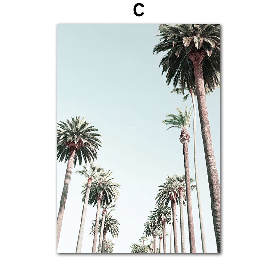Poster Strand Wellen Meer Palmen Delfin Sonnenbrille Hut I Wandbilder Wohnzimmer & Schlafzimmer I Wand Deko I Kunst Druck I ohne Rahmen-3
