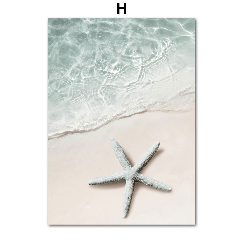 Poster Strand Wellen Meer Palmen Delfin Sonnenbrille Hut I Wandbilder Wohnzimmer & Schlafzimmer I Wand Deko I Kunst Druck I ohne Rahmen-8