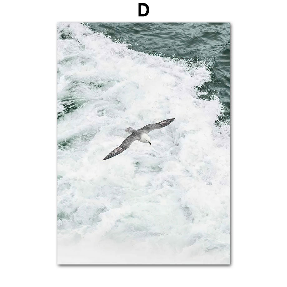 Poster Strand Wellen Meer Palmen Delfin Sonnenbrille Hut I Wandbilder Wohnzimmer & Schlafzimmer I Wand Deko I Kunst Druck I ohne Rahmen-4