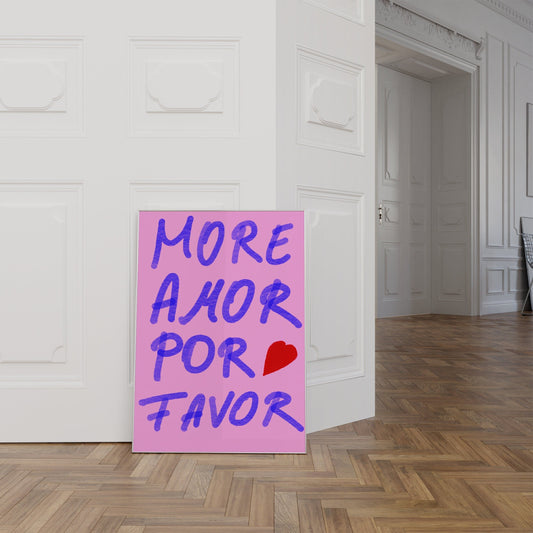 Pink Wandkunst Handschrift Poster · Geschenkidee · More Amor Por Favor · moderne elektrisch · Wandkunst · Wand Deko · Deko Print ohne Rahmen-1