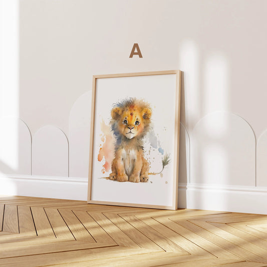 Poster Kinderzimmer Tiere Wald Dschungel Aquarell I Kinderzimmer Bilder I Wand Deko I Kunst Druck I Deko Print I ohne Rahmen-1
