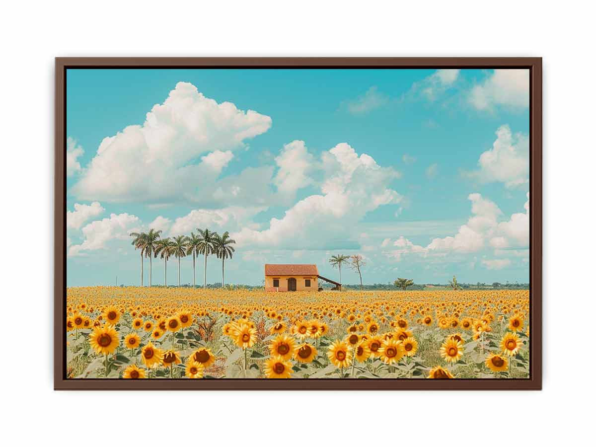 Isolated Home sunflowers Painting Canvas Art Print-6