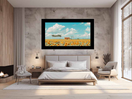 Isolated Home sunflowers Painting Canvas Art Print-1