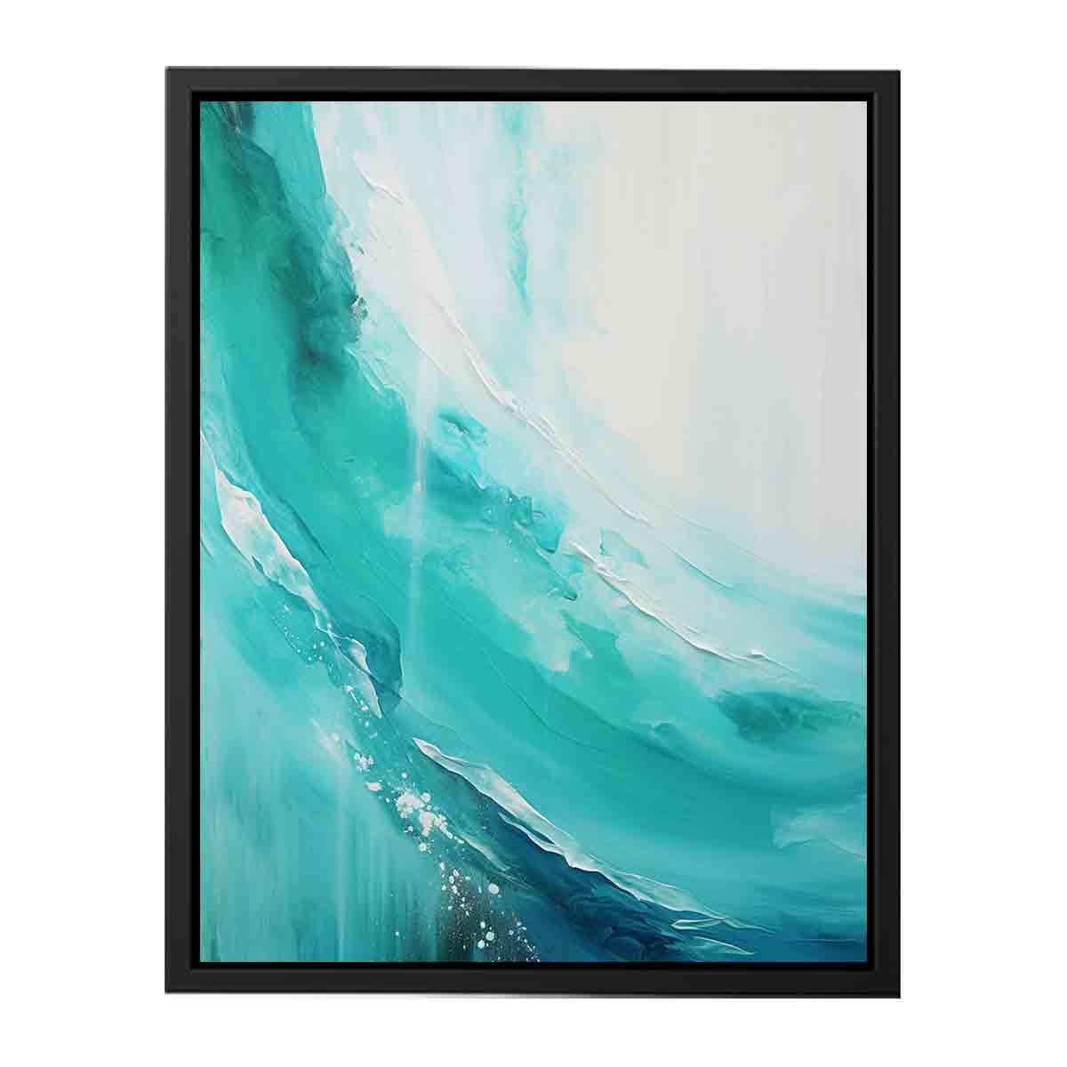 Teal beach waves Painting & Canvas Art Print-4
