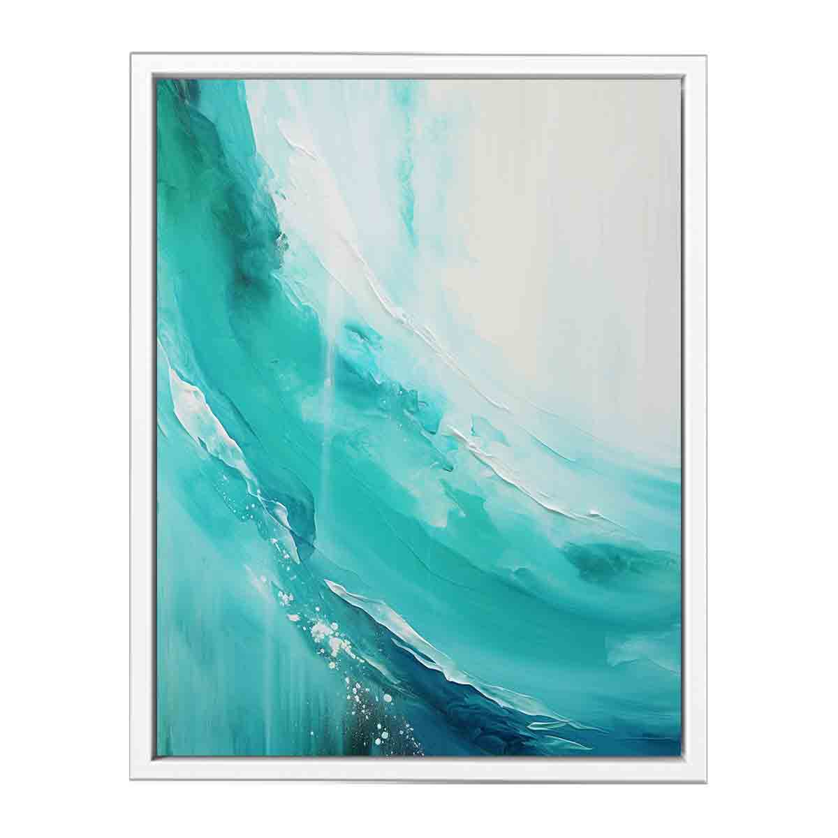 Teal beach waves Painting & Canvas Art Print-5
