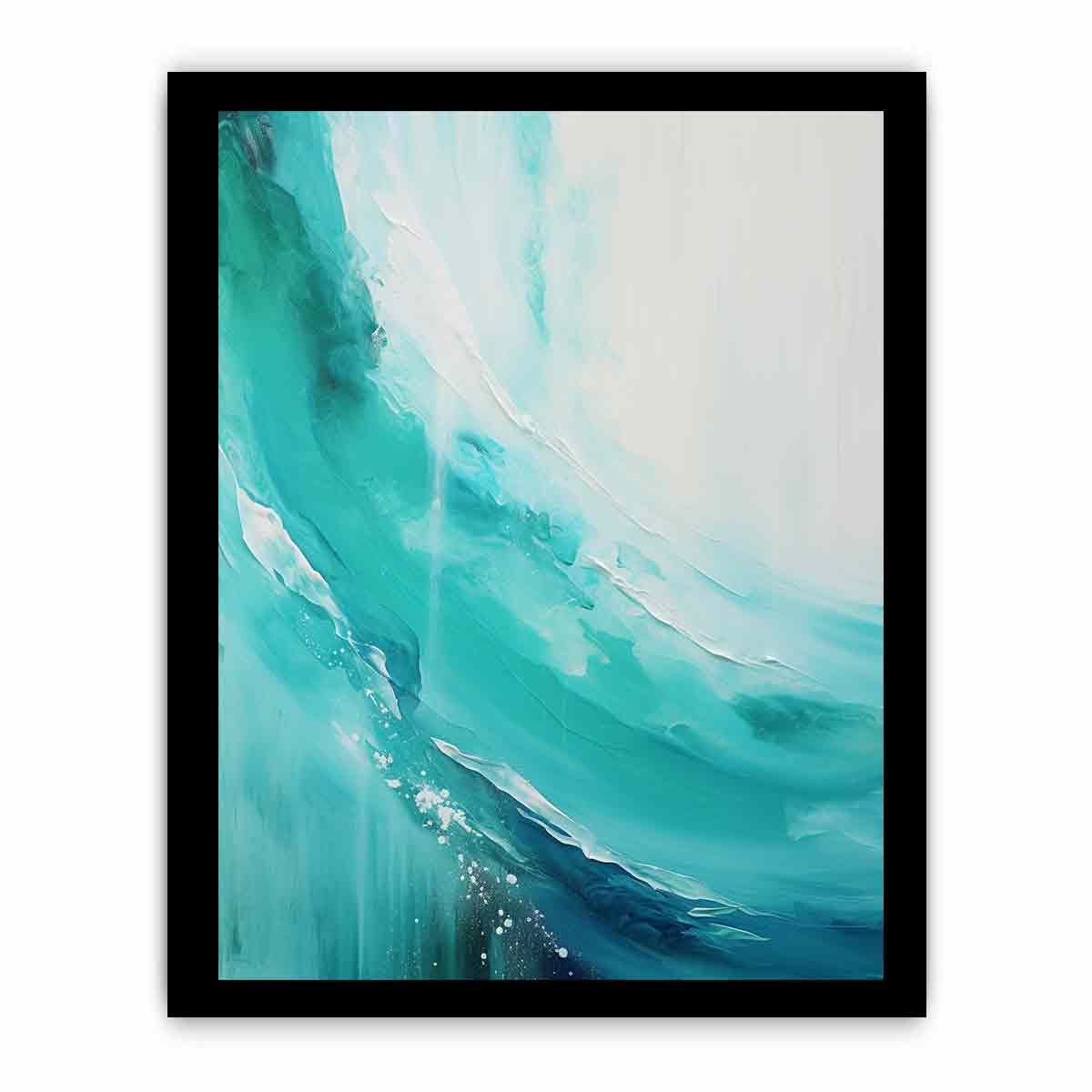 Teal beach waves Painting & Canvas Art Print-7