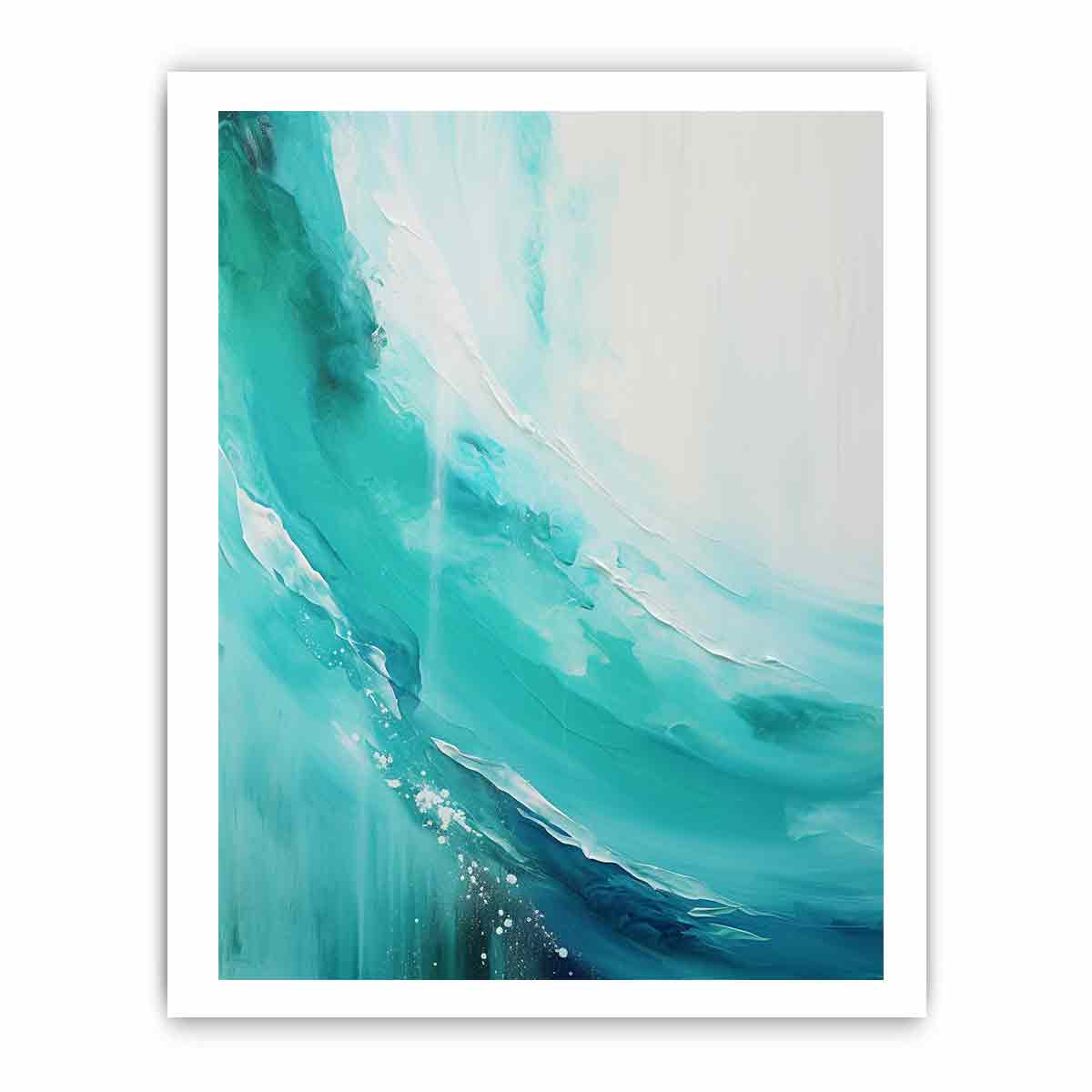 Teal beach waves Painting & Canvas Art Print-8