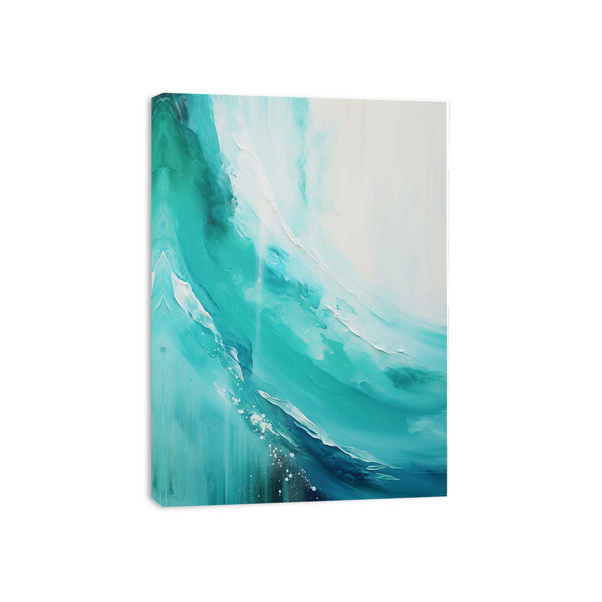 Teal beach waves Painting & Canvas Art Print-3