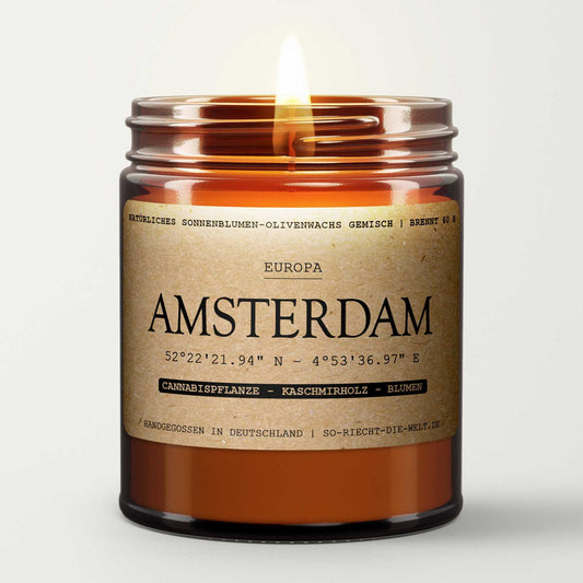 Amsterdam Duftkerze - Cannabispflanze | Kaschmirholz | Blumen