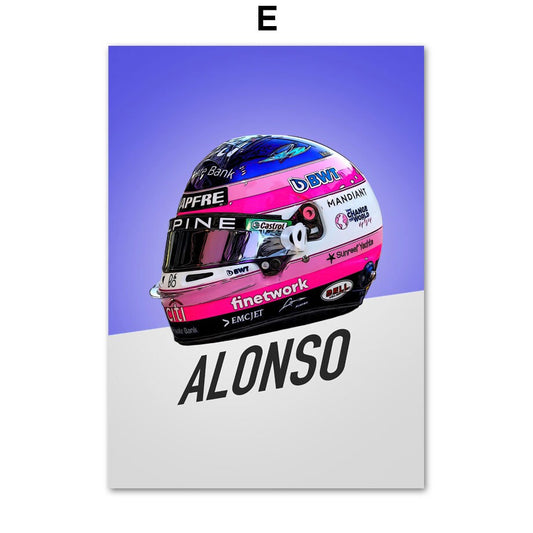 Poster Formel 1 Helmet Driver - ohne Rahmen